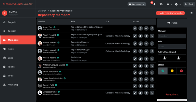 Repository members section view